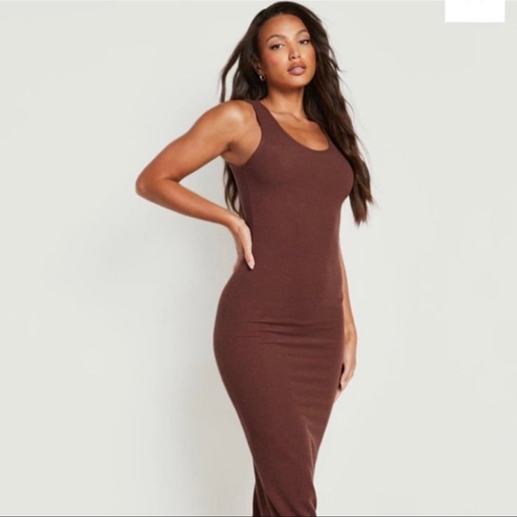 Chocolate Brown Maxi Bodycon Dress - Picture 9 of 14